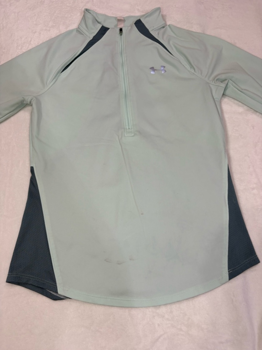 Under Armour Women's Light Mint Green Half-Zip Pullover with Dark Gray Panels